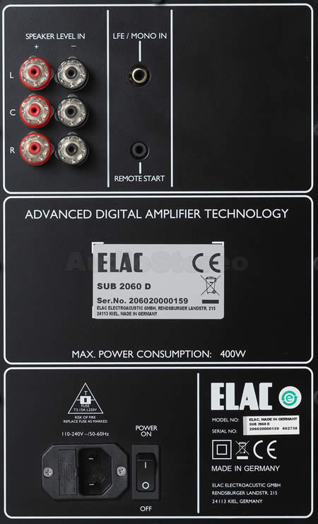ELAC SUB 2060 D - back panel connections